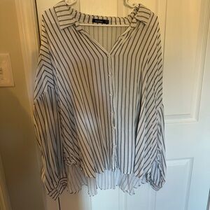 Boohoo Black and White Striped Blouse